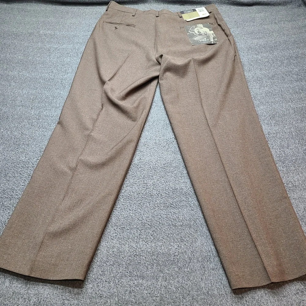 Haggar Men's Heather Brown Dress‎ Pants Classic Fit Stretch Pleated Front  36x31